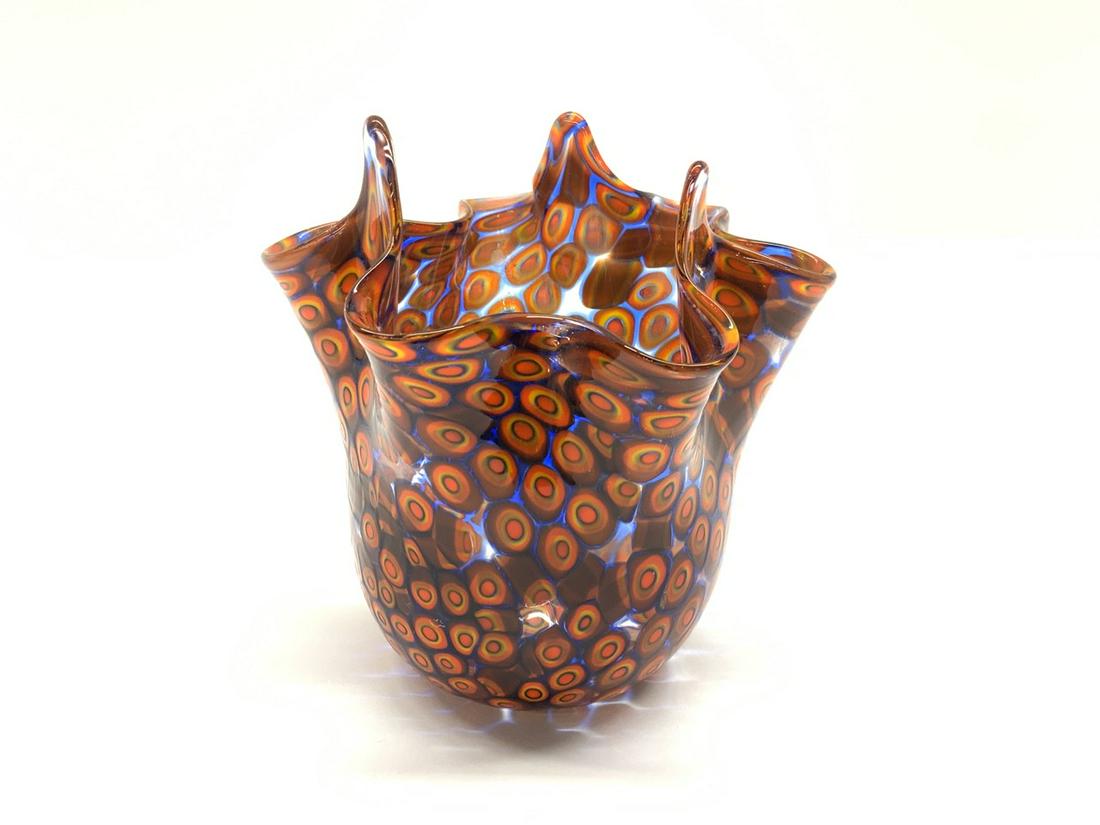 Venetian Glass Handkerchief Vase: Venetian glass handkerchief vase. Dimensions: 4 1/2" X 4 3/4"