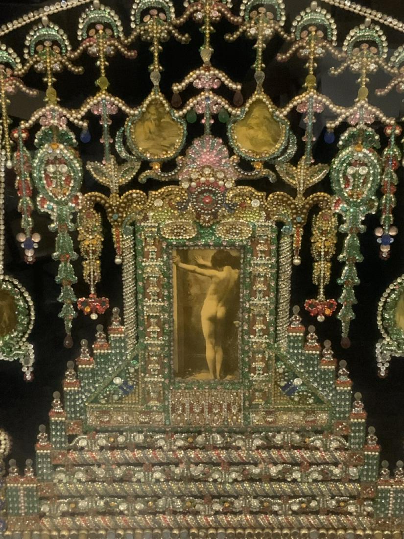 Outstanding Czech Rhinestones & Crystal Altar Balaji 50" X 46": An outstanding hand constructed glass and rhinestone beadwork Altar. Presumably more than a 1000 glass beads and rhinestones encrusted together. Dimensions: 50" X 46" Dimensions: 50" X 46" Overall c.1