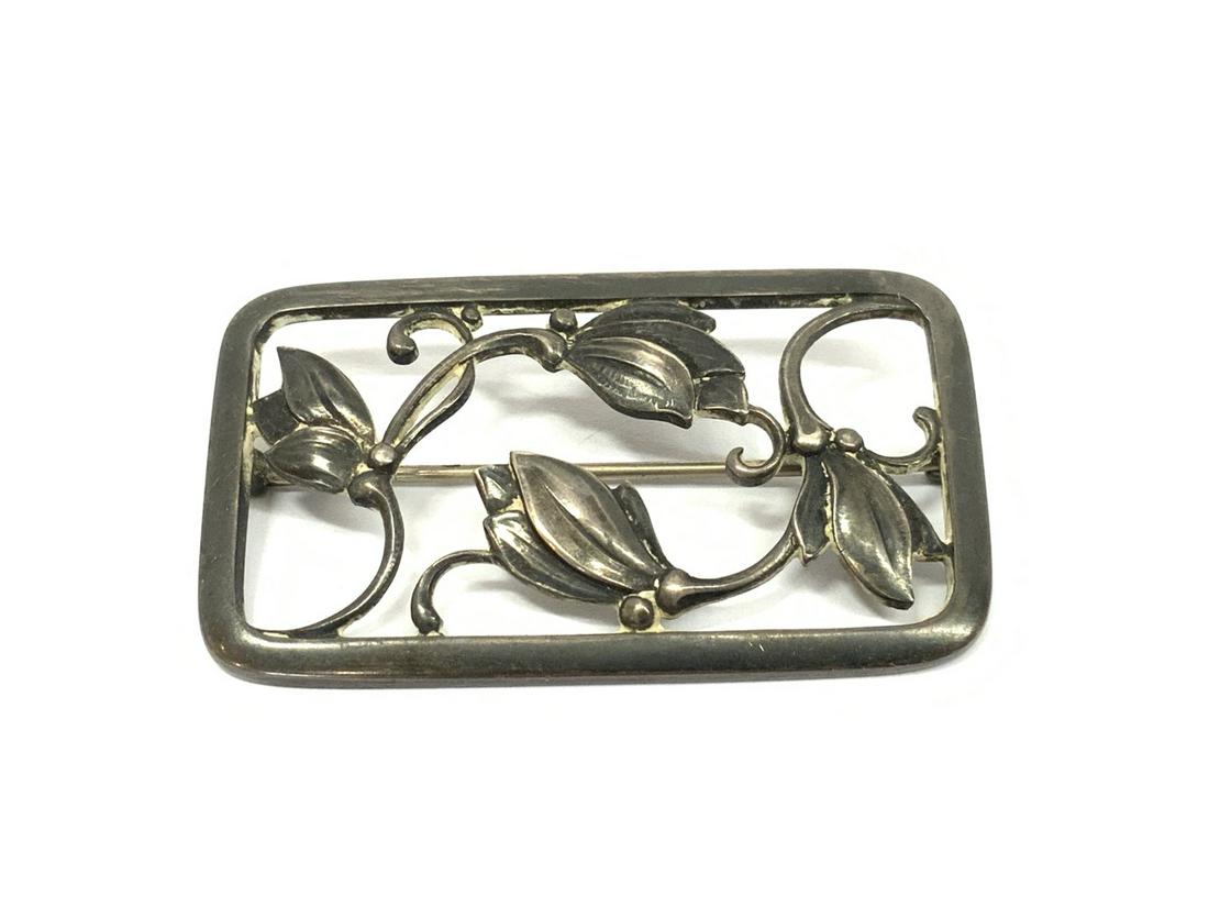 #295 George Jensen Sterling Silver Brooch: George Jensen Sterling Brooch Pin Design Number 295/Flowing Flower Buds Tulips Dimensions: 2 1/8” x 1” Total weight: 16.4 g