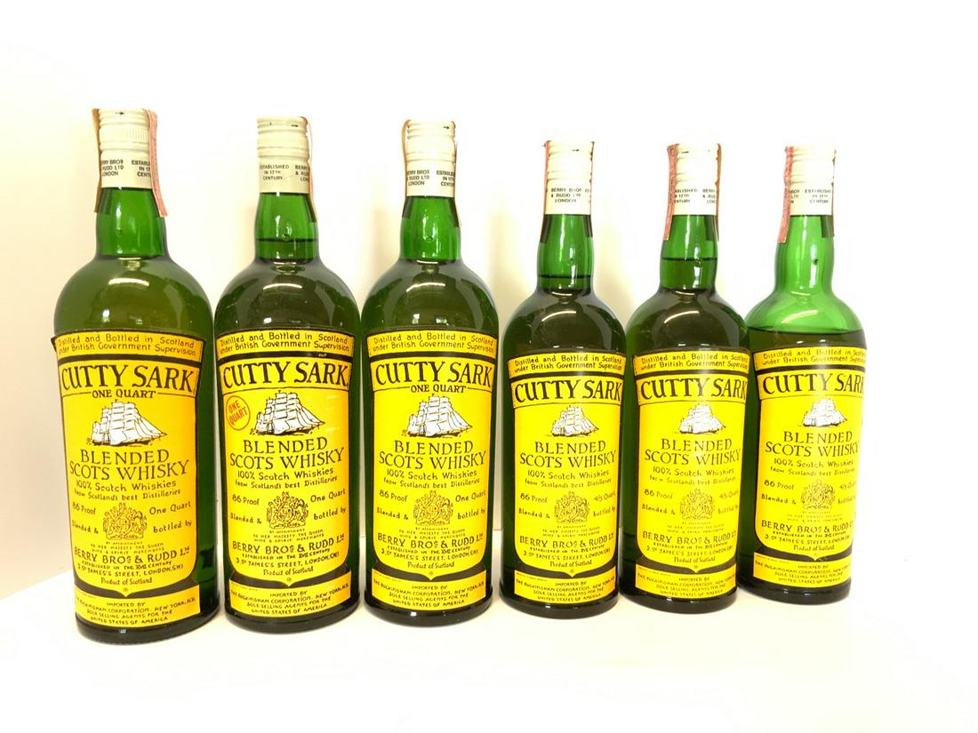 Collector Bottle Six (6) Pcs Cutty Sark: Collector Bottle Six (6) Pcs Cutty Sark Blended Scotch Whiskey. Sealed! Estate Found! Please note we will not ship this lot.