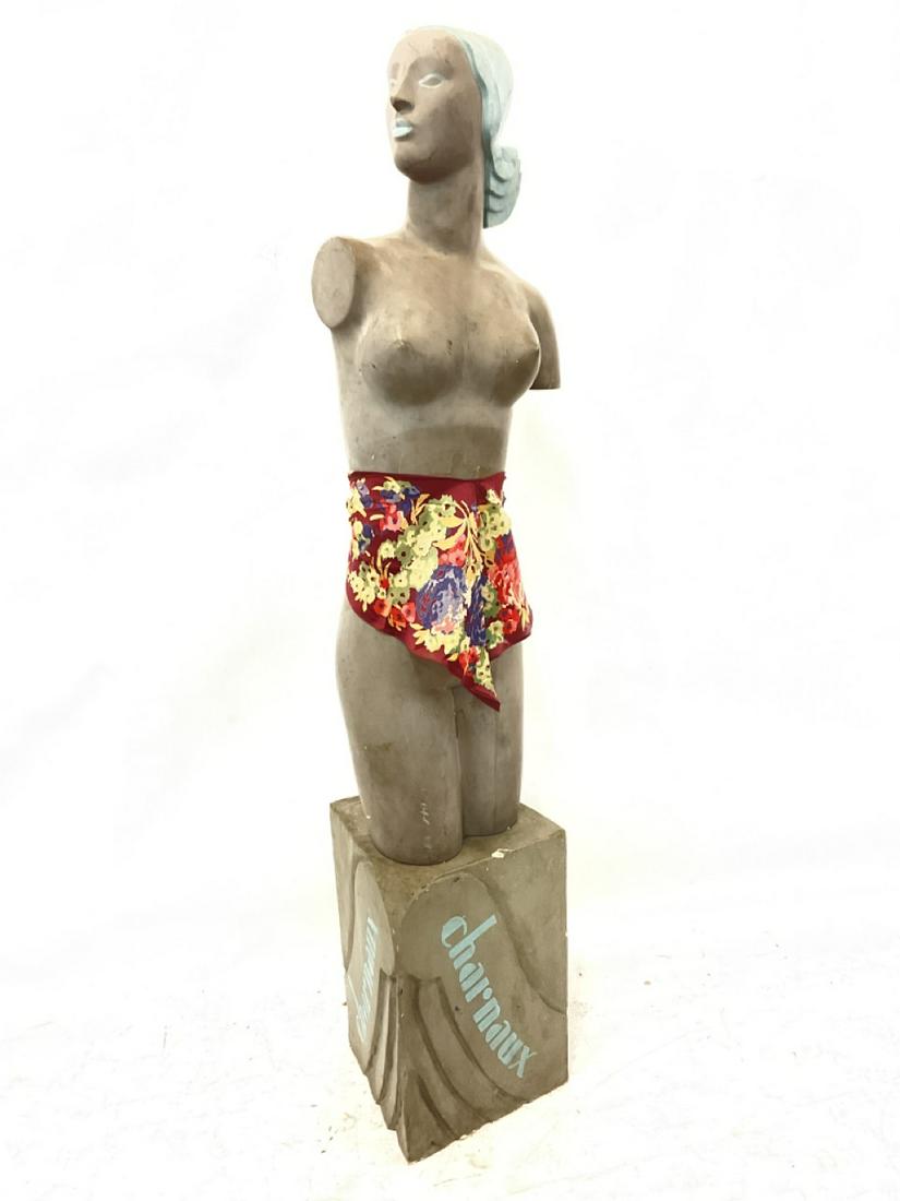 Charnaux Art Deco Mannequin Store Display: Life Size Vintage Art Deco Style Store Display Mannequin. Charmaux. Comes apart into two pieces. Dimensions: 67 1/2” x 16” x 13”