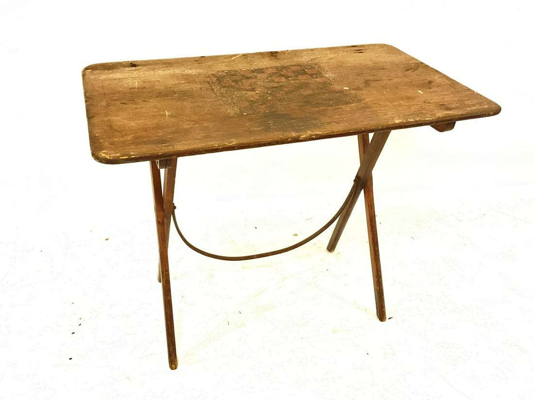 Primitive Folk Art Folding Checker Board Table: Primitive Folk Art Folding Seamstress and Games Checkerboard Table.Dimensions: 25" X 31" X 19 1/2"