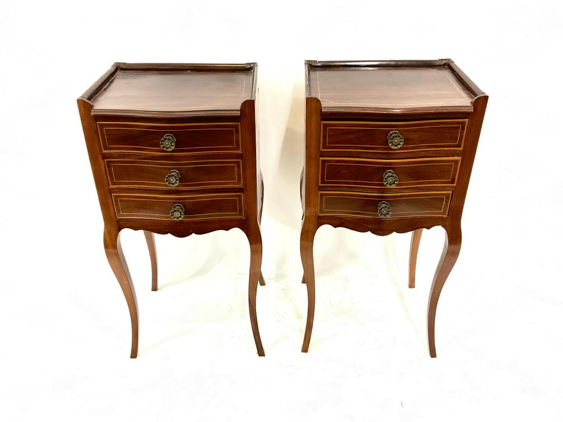 A Pair, Three (3) Drawer Side Tables: A Pair, Three (3) Drawer Side Tables Dimensions: 27 1/2 X 11 1/2 X 13 1/2