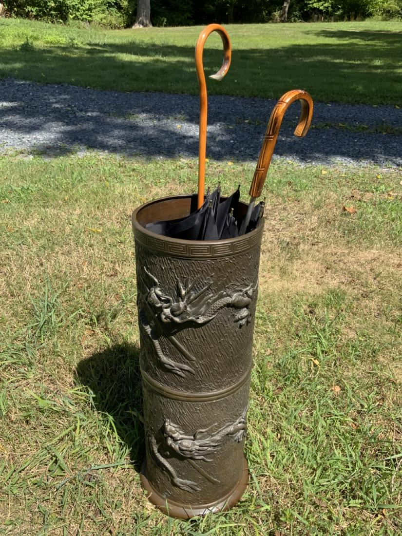 Japanese Bronze Umbrella Stand: Japanese Bronze Umbrella Stand Dimensions: 24"X 8 1/2"