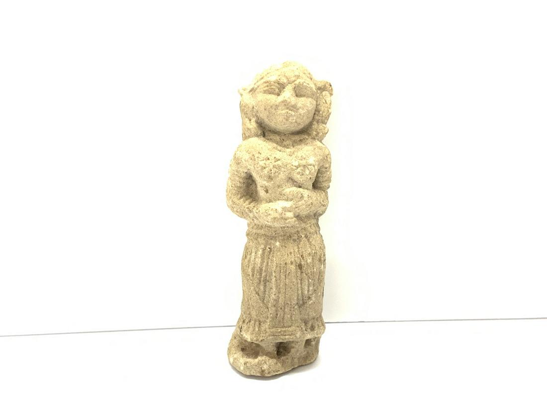 Limestone Temple Figure: Limestone temple figure. Dimensions: 5 3/4"h