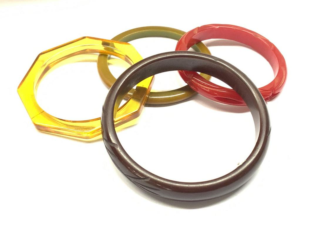 Four Bakelite Bangle Bracelets, Child Size: Four Bakelite Bangles including three child size. 2 1/4” 2 1/2” and 3”
