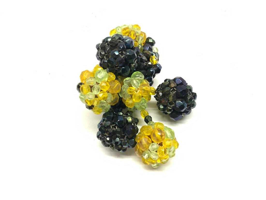 Coppola e Toppo Italian Glass Beaded Brooch: A Vintage Coppola e Toppo Italian glass beaded brooch. Signed reverse. Dimensions: 3 1/2" X 2" Fine condition.