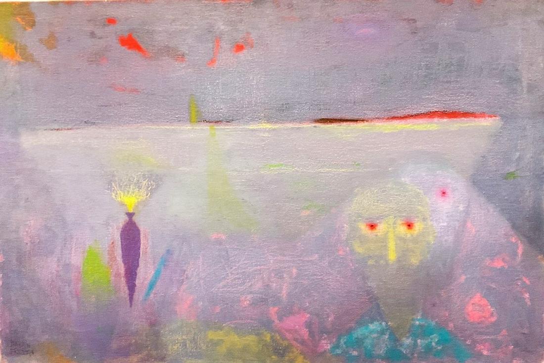 Martin Friedman (1896-1980) Eyes And Vase: Martin Friedman Hungarian, Provincetown, Mass, Brooklyn b.1896- d.1980) Titled: Eyes And Vase Medium: Oil on canvas.Signed lower right.Dimensions: 20" X 30" Provenance: Estate Of Arnold Friedman by de