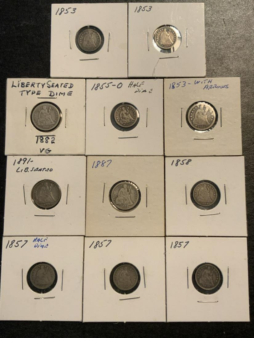 Eleven (11) Seated Liberty Half Dimes And Dimes (1 of 5)