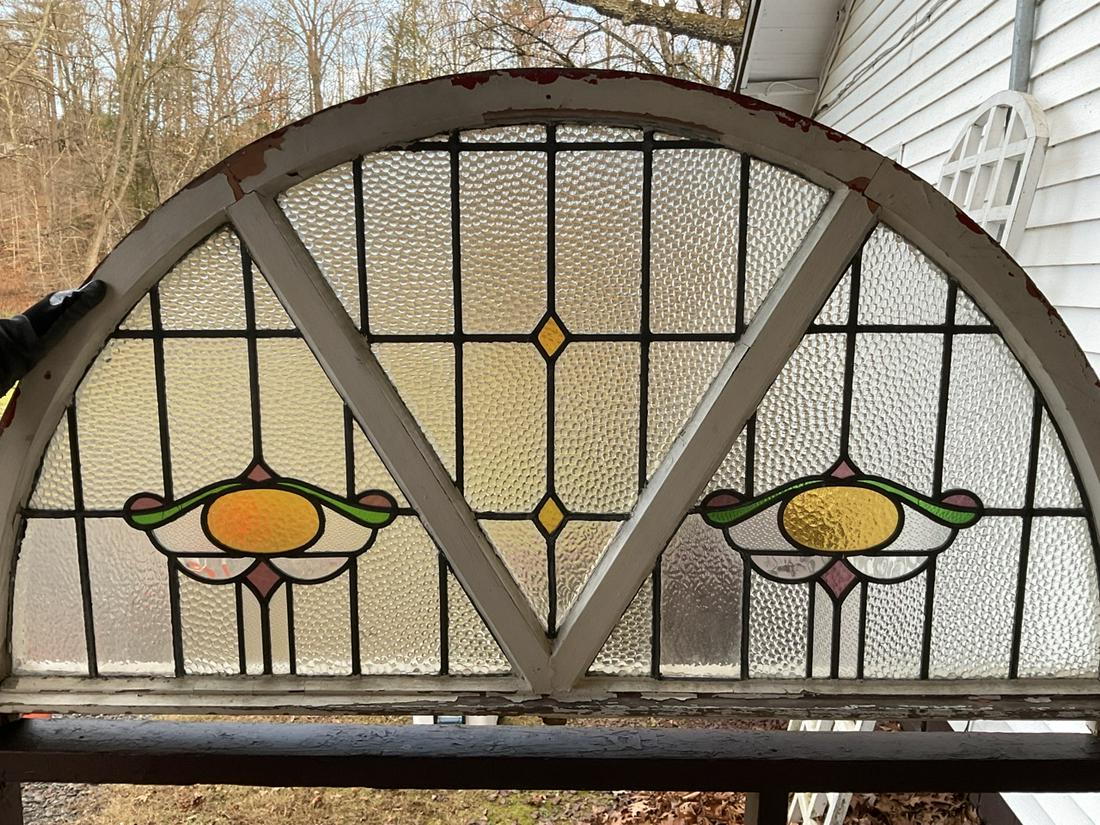 Large Stained Glass Half Moon Window (1 of 5)