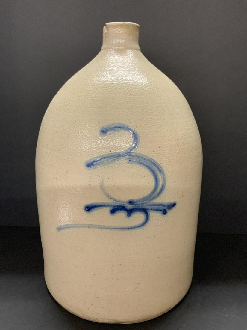 3 Gal. Stoneware Jug With Cobalt Blue Decoration (1 of 8)