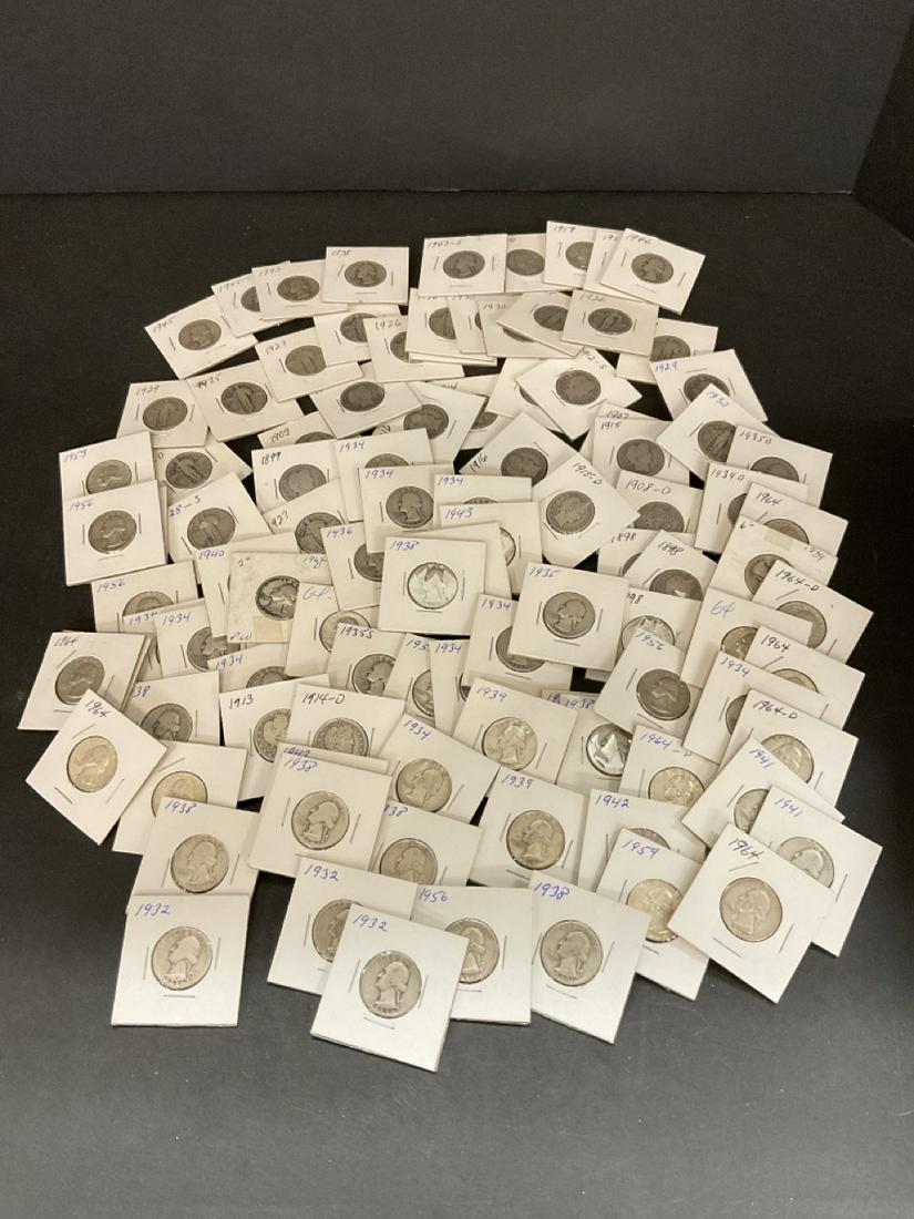 Lot Of 100 Carded 90% Silver Quarters (1 of 6)