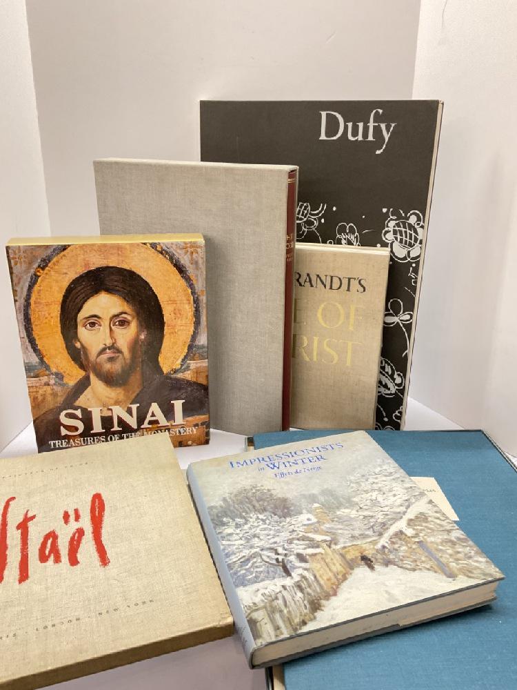Estate Collection of Art And Religious Books: Moments Of Seeing by Frederick Franck, Rembrandt's Life Of Christ, Sinai Treasures of The Monastery, Nicolas De Stael Prints, Grandma Moses Art Prints and Hitda-Codex.