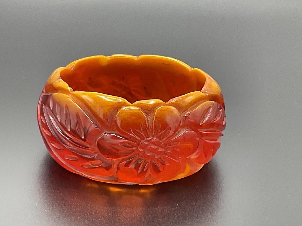 Two-Tone Carved Bakelite Bangle Bracelet (1 of 6)