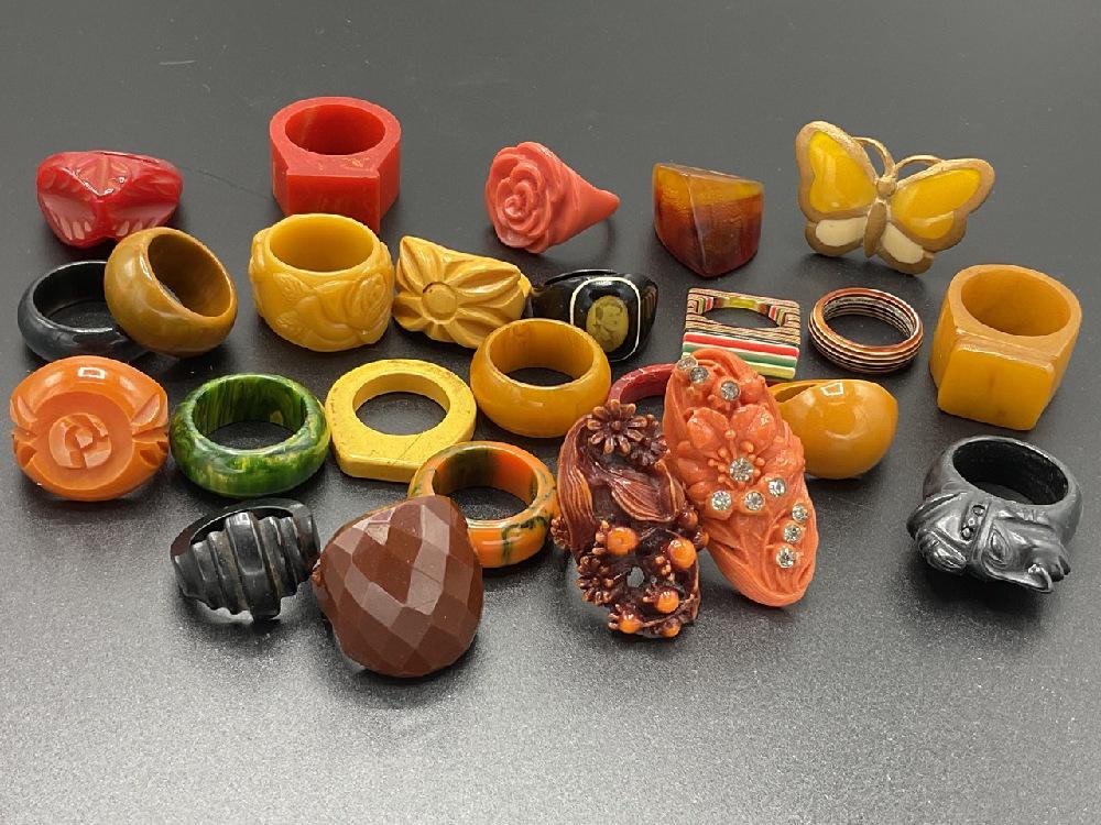 Twenty Five 25 Vintage Bakelite Rings