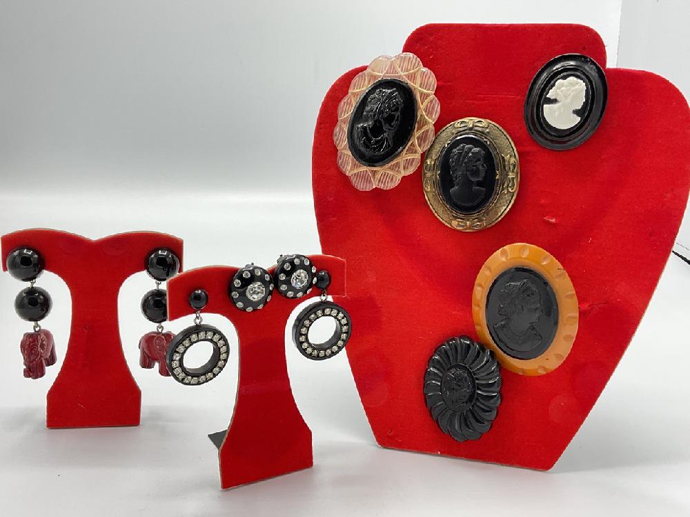 Vintage Bakelite Cameos And Earrings Group (1 of 5)