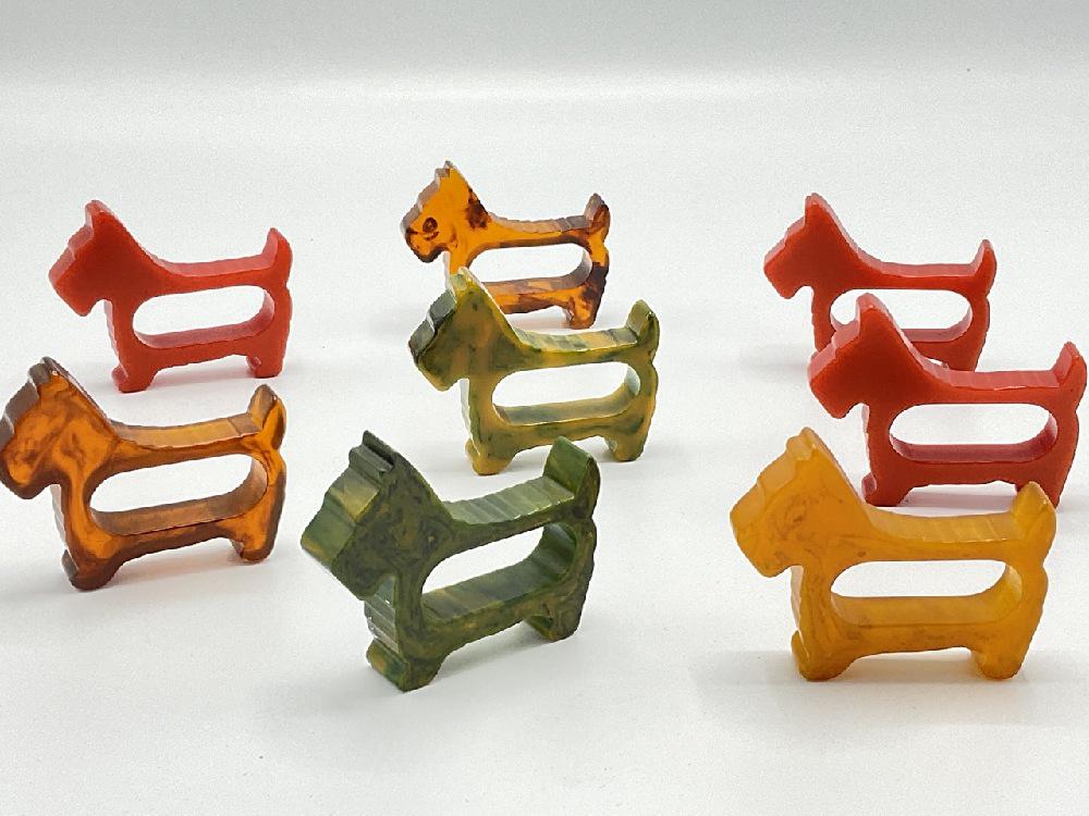 EIGHT (8) Scotty Dog Bakelite Napkin Rings (1 of 4)