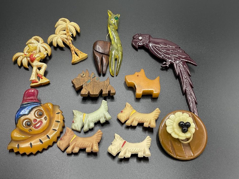 Vintage Bakelite Figural Pin Group (1 of 5)