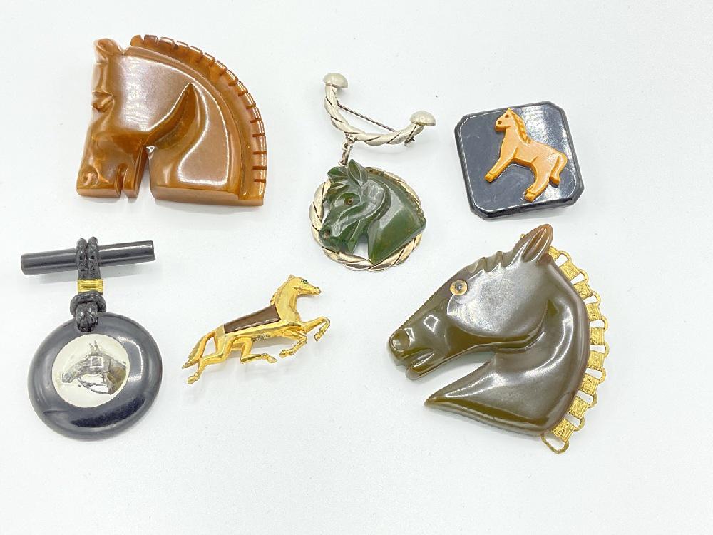 Six Vintage Bakelite Horse Pins (1 of 3)