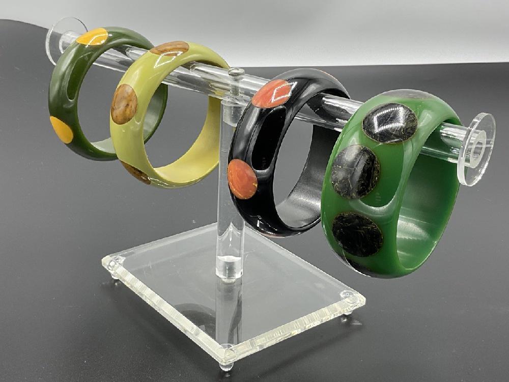 Four (4) Polka Dot Bakelite Bangle Bracelets (1 of 4)
