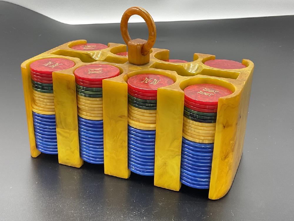 Bakelite Poker Chip and Card Holder Set (1 of 4)