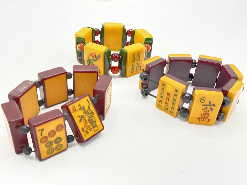 Three (3) Chinese Mahjong Bakelite Bracelets (1 of 2)