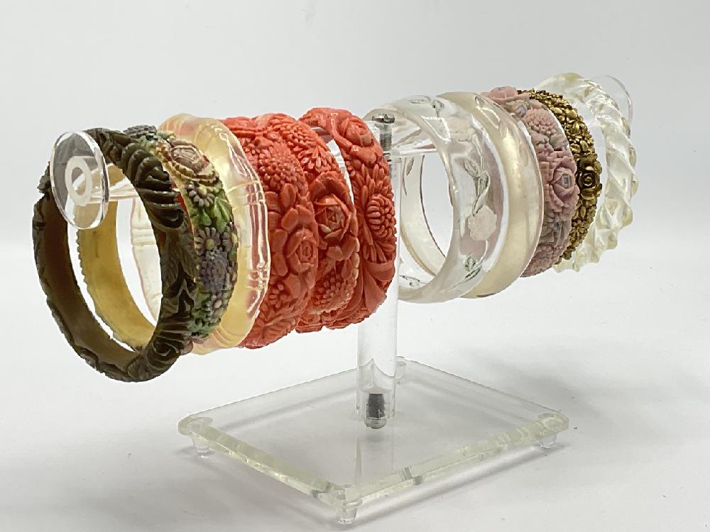 Eleven (11) Celluloid and Lucite Bangle Bracelets (1 of 10)