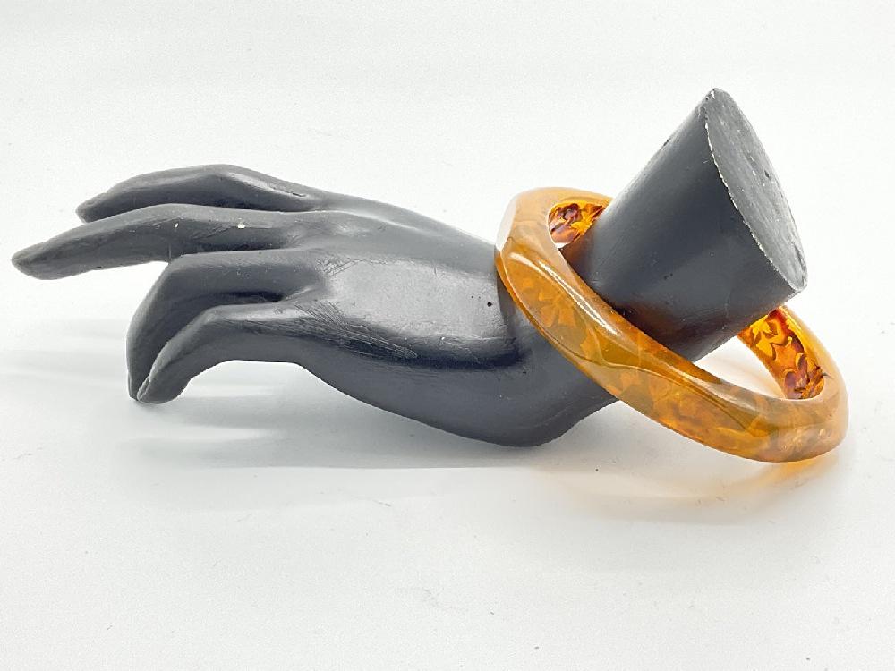 Reverse Carved Apple Juice Bakelite Bangle (1 of 4)