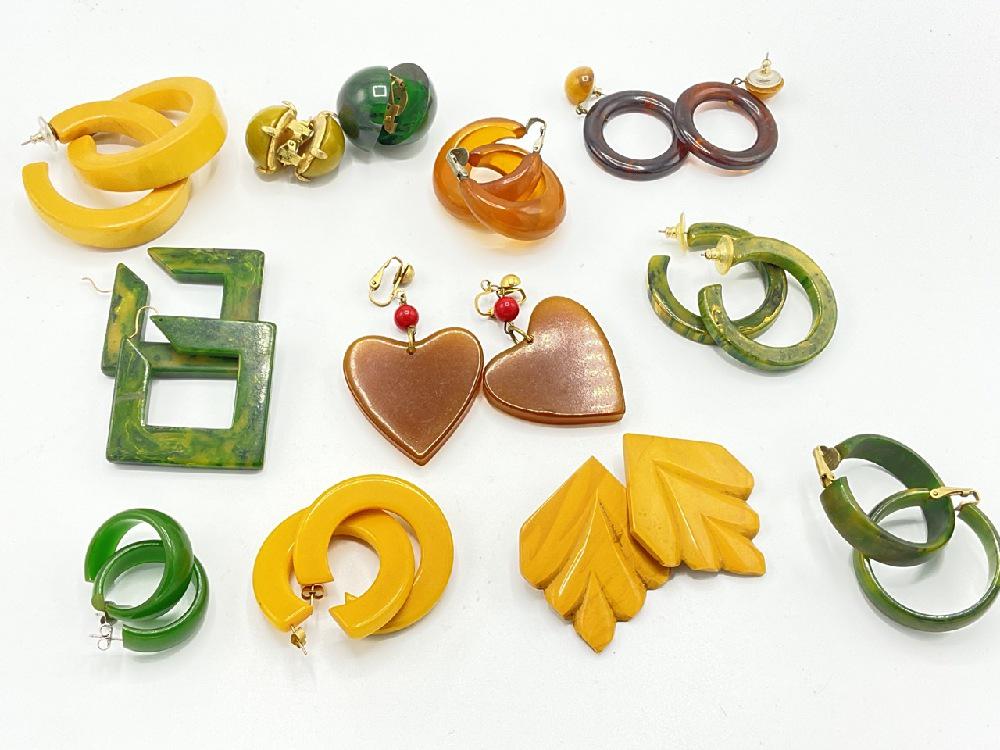 Twelve (12) Pairs of Compiled Bakelite Earrings (1 of 5)