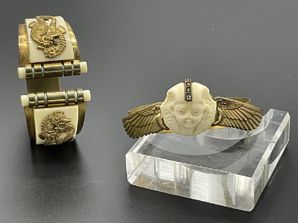 Two (2) 1920's Bakelite Egyptian Revival And Sea Horse Bracelets (1 of 6)