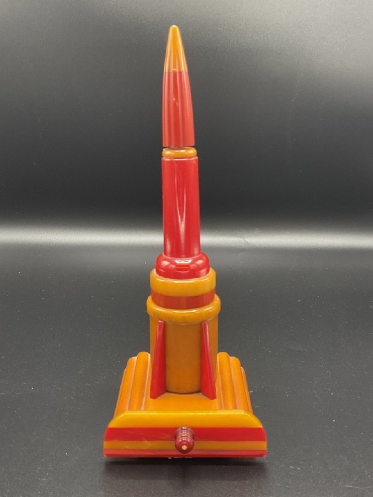 Atomic Bakelite Jewelry Box with Rocket Ring Holder (1 of 5)