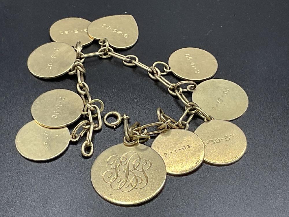 Estate14K Gold Charm Bracelet: An estate 14K gold Grandmother's bracelet. Dimensions: 7” lengthTotal weight: 46.51