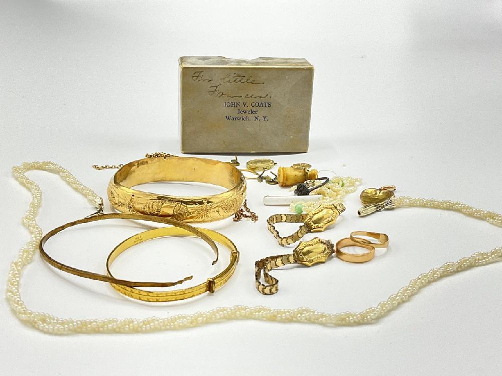 19th c. Child Momentos, Gold Jewelry Warwick NY Jeweler's Box (1 of 4)