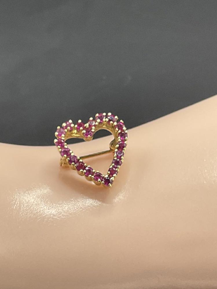 14k Yellow Gold Ruby Gemstone Valentine's Pin (1 of 3)