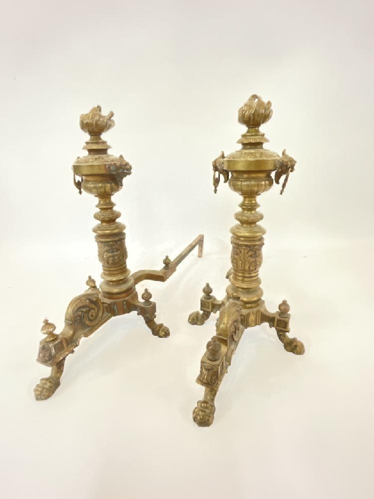 A Pair, French Bronze 19th c. Andirons (1 of 8)