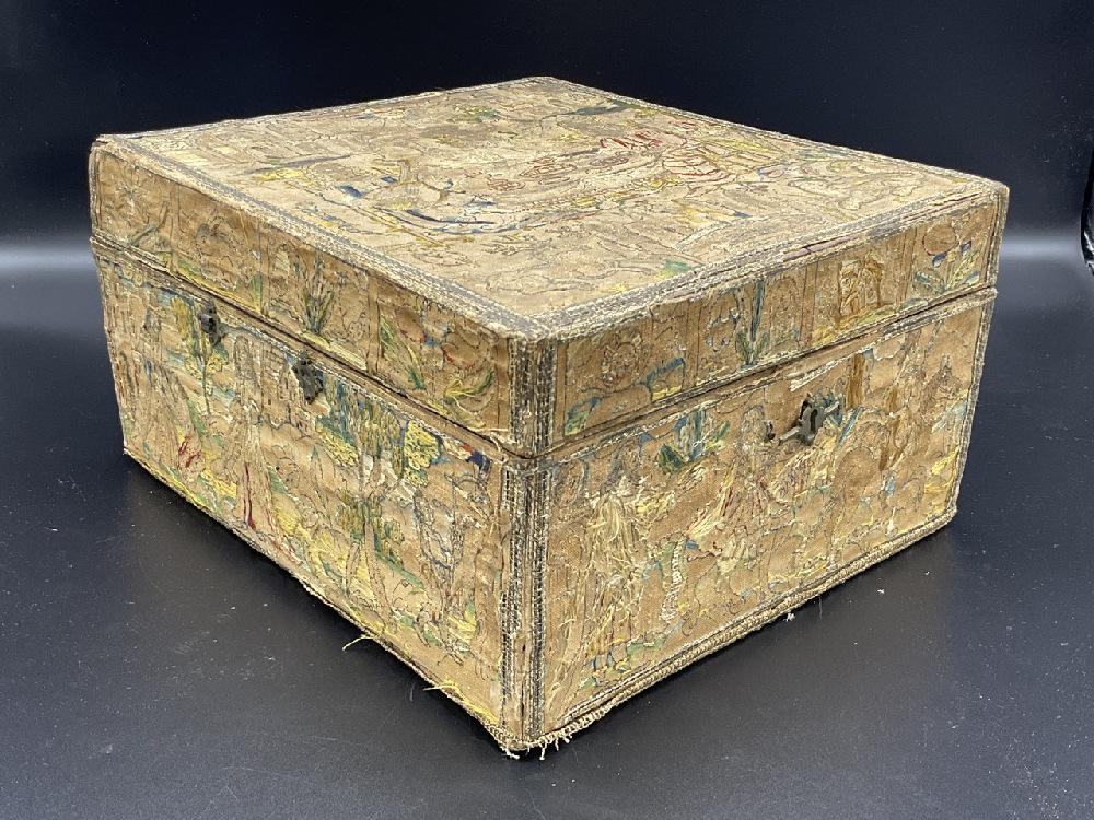 Antique Embroidered Folk Art Travelling Box w/ Compartments (1 of 8)