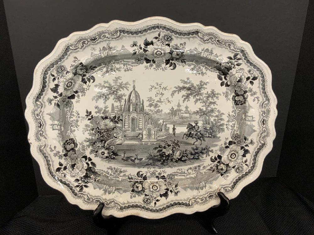 Black Staffordshire Transferware Platter (1 of 4)
