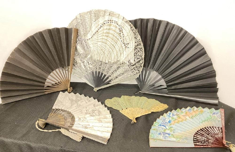 Six (6) Antique Victorian Era Lady Fans (1 of 2)