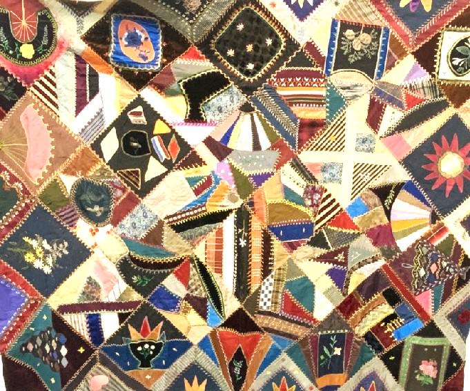 19th century Victorian Crazy Quilt, Americana Folk Art (1 of 10)