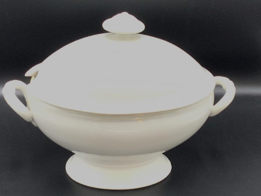 19th century Pure White Ironstone Tureen: 19th century Pure White Ironstone Tureen.Dimensions: 10.5" X 13" X 7"