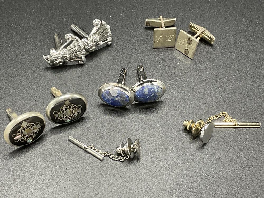 Men's Sterling Silver Cufflinks And Tie Tacks (1 of 4)