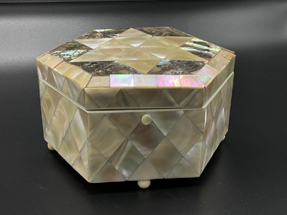 Antique English Mother-of Pearl and Abalone Jewelry Box (1 of 5)