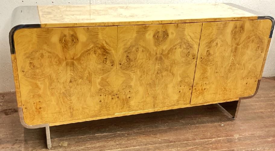 Birds Eye Maple Veneered and Chrome Credenza by Pace Collection (1 of 7)