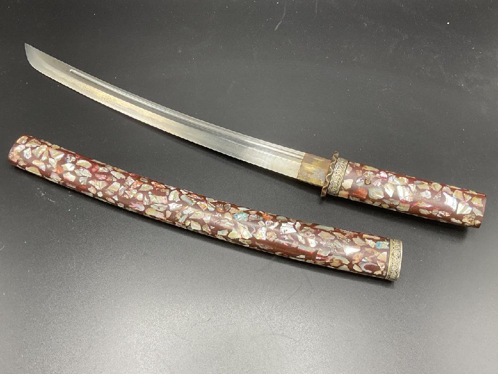 Early Japanese Wakazashi Samurai Sword w/ Highly Ornate Sheath Signed (1 of 9)