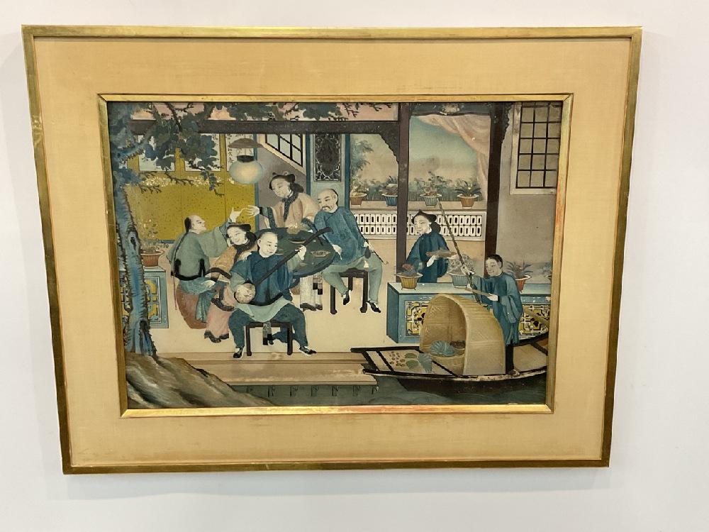 Chinese Reverse Glass Painting, 19th c. Framed (1 of 8)