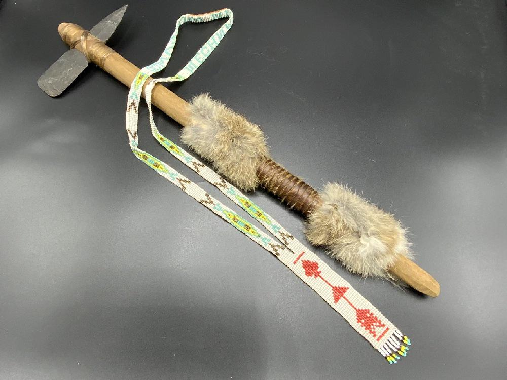 Indian Beadwork Seneca Art Tomahawk: Indian Beadwork Seneca Art TomahawkDimensions: 1.5” x 21.5” x 5”