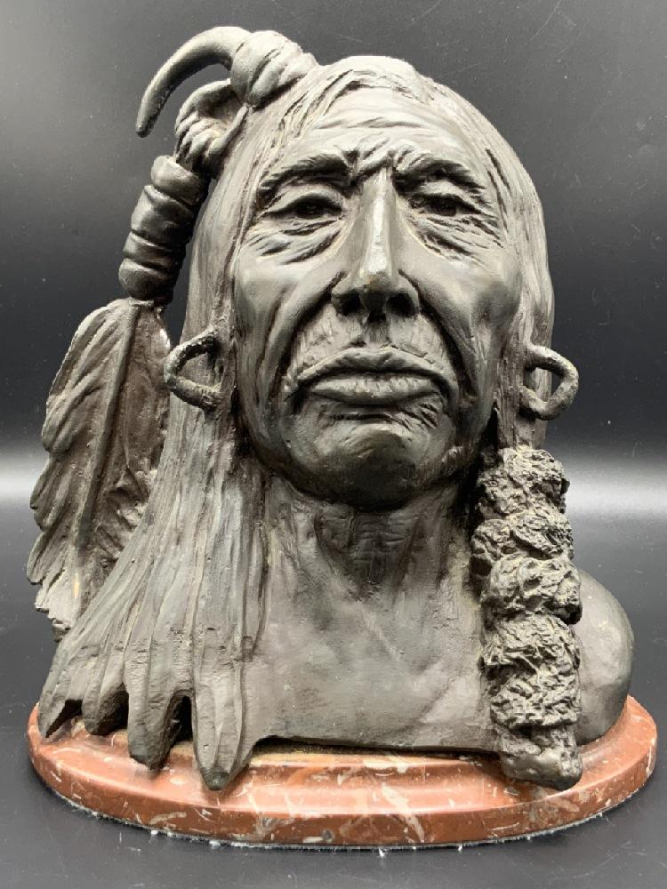 After C. M. Russel Bronze Indian Statue (1 of 9)