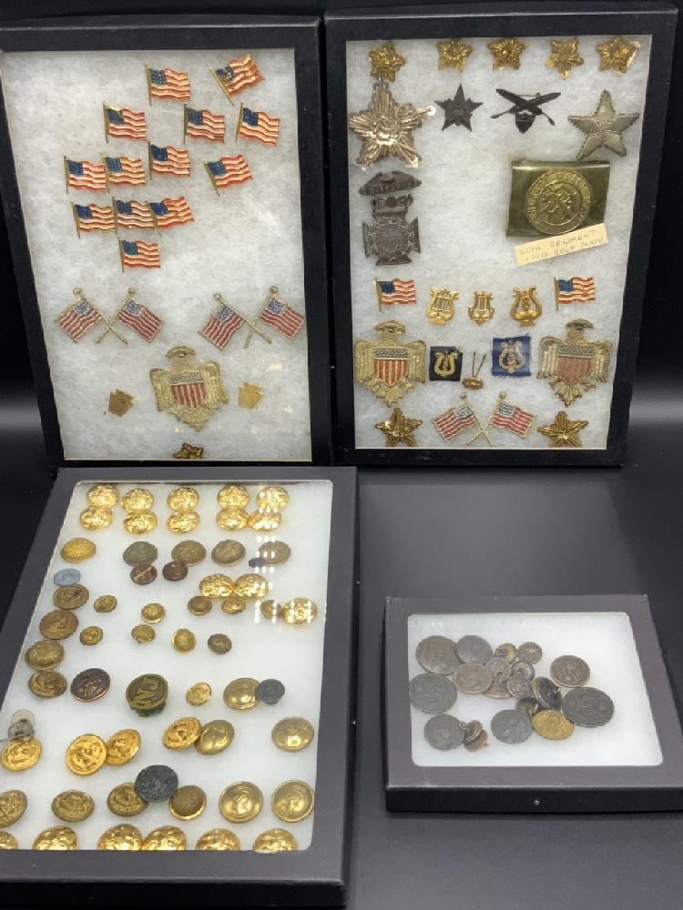 Four (4) Collector's Cases Full Of Military Medals, Buttons, Patches Etc. (1 of 7)