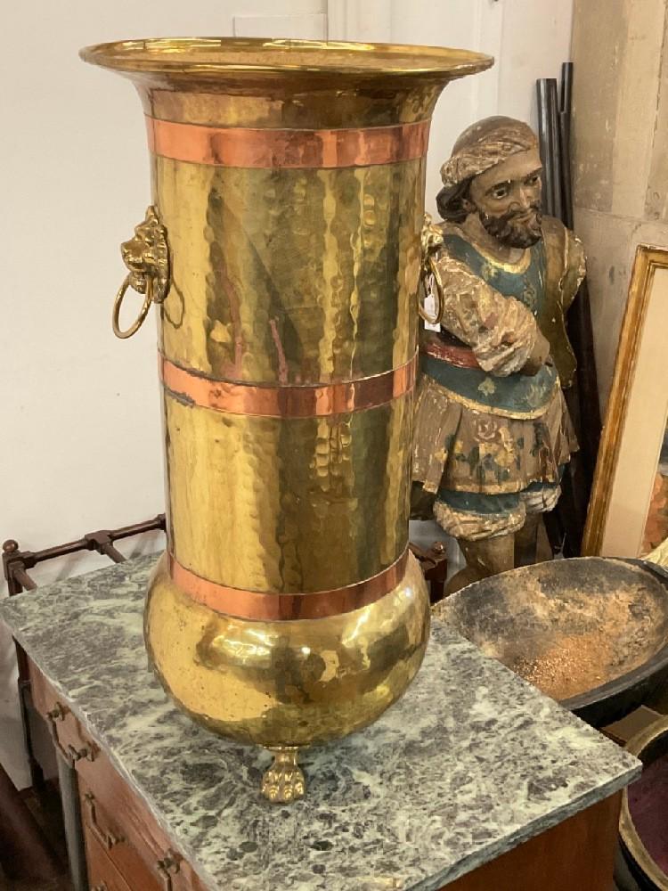 English Brass and Copper Banded Umbrella Stand (1 of 4)