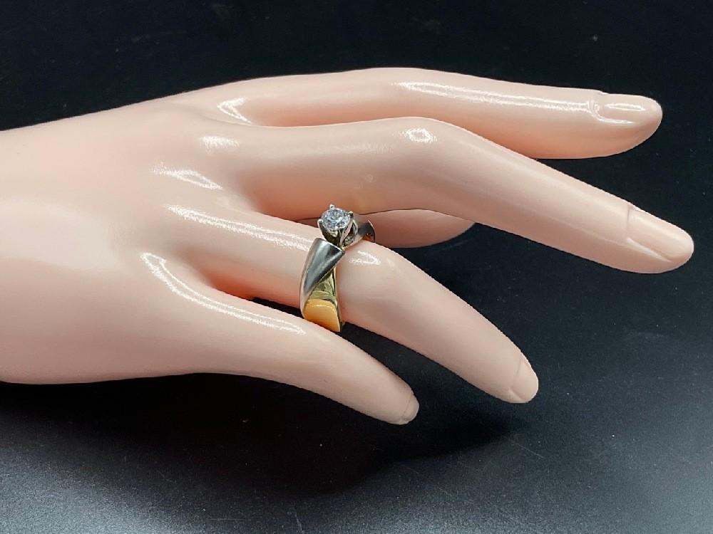 14K White And Yellow Gold CZ Diamond Ring (1 of 4)